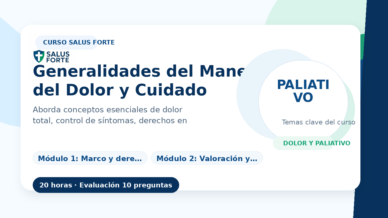 Generalidades del Manejo del Dolor y Cuidado Paliativo